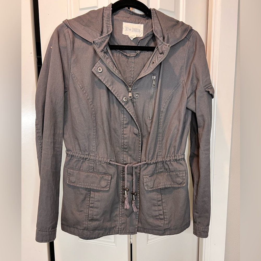 Sky and Sparrow Gray Utility Jacket with Hood